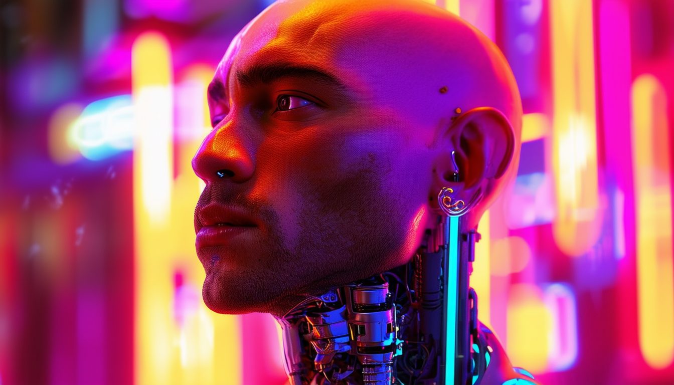 bald cyborg side profile image