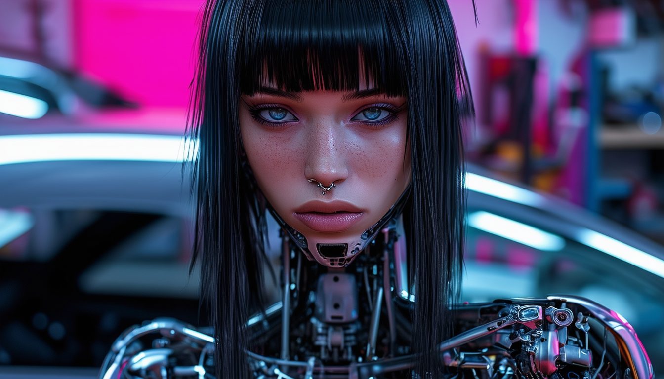 cute asian cyborg with bangs image